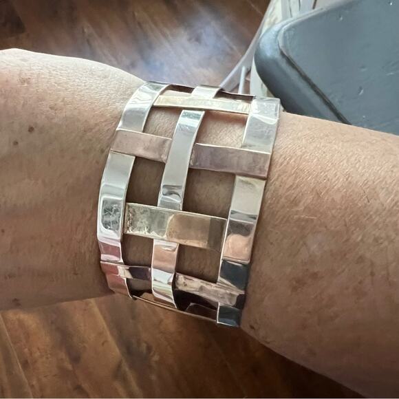 RLM Robert Lee Morris 925 Sterling Silver Copper Cuff Bracelet - Picture 6 of 15
